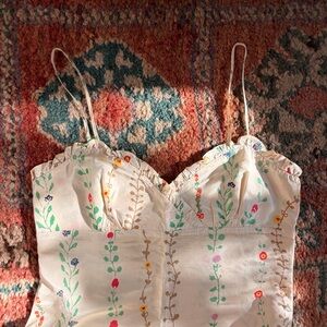 Vintage BCBG Cream Floral Spaghetti Strap Slip Dress